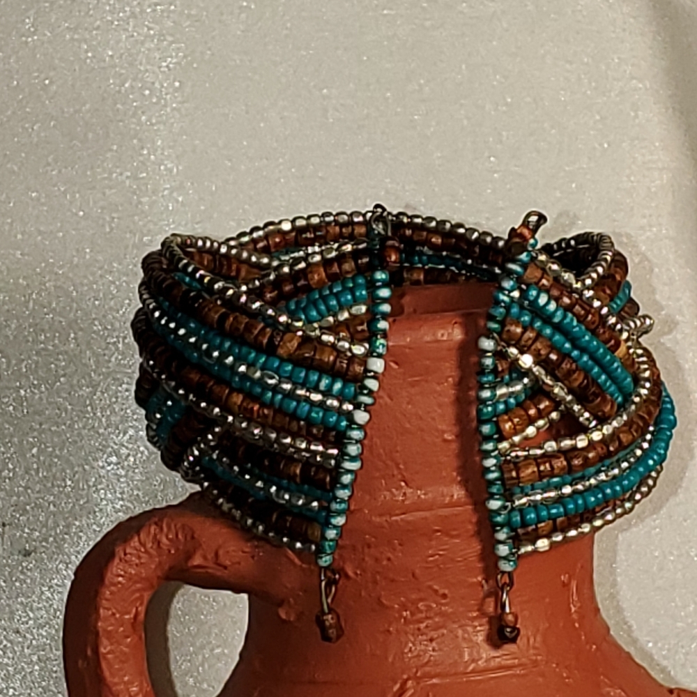Multi Colored Beaded Cuff Bracelet - image 2